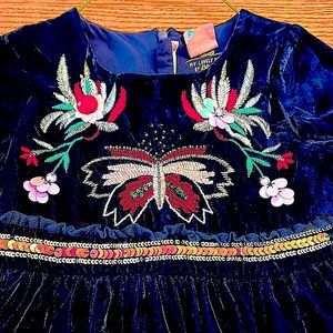 Billieblush Girls Size 5 Luxury Velour Embroidered & Beaded Dress